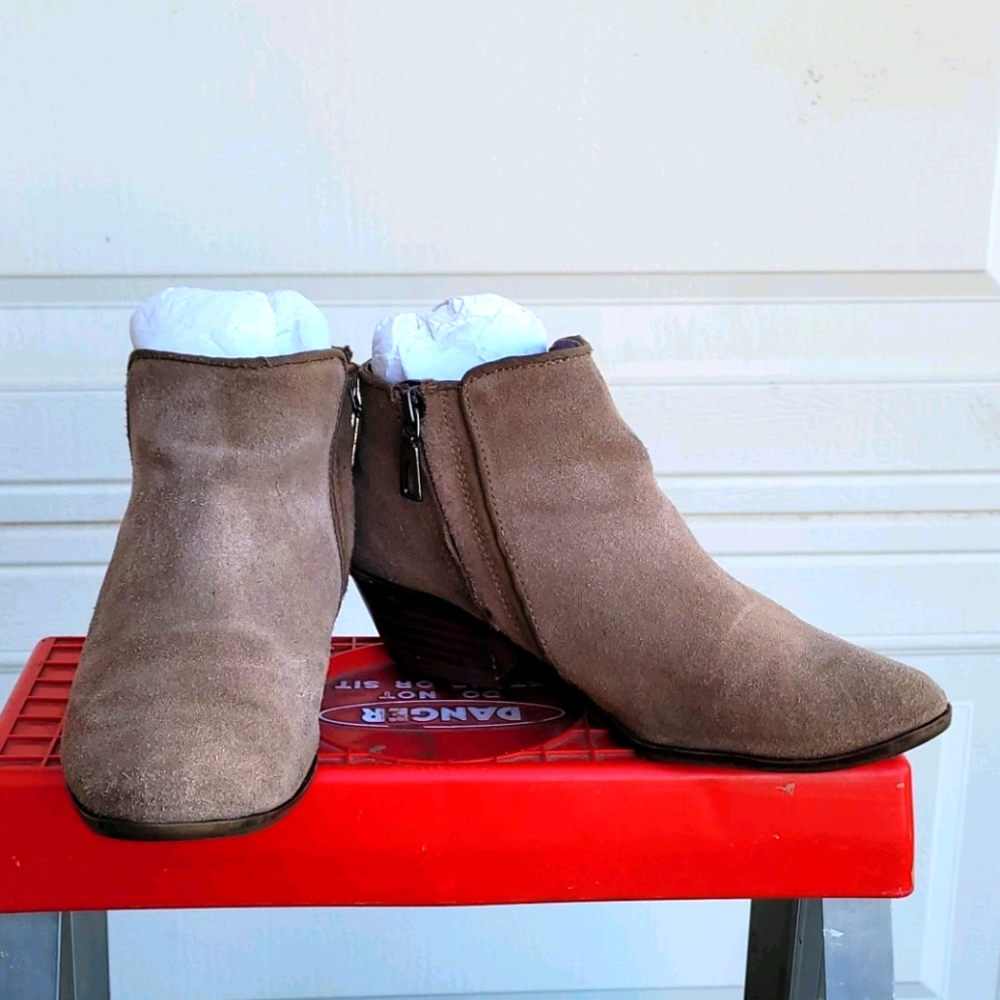 Taupe booties real leather